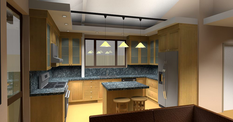 Kitchen Scheme W - CADrendering - Showcar Garage & Guest Suite Addition - ENR architects, Granbury, TX 76049